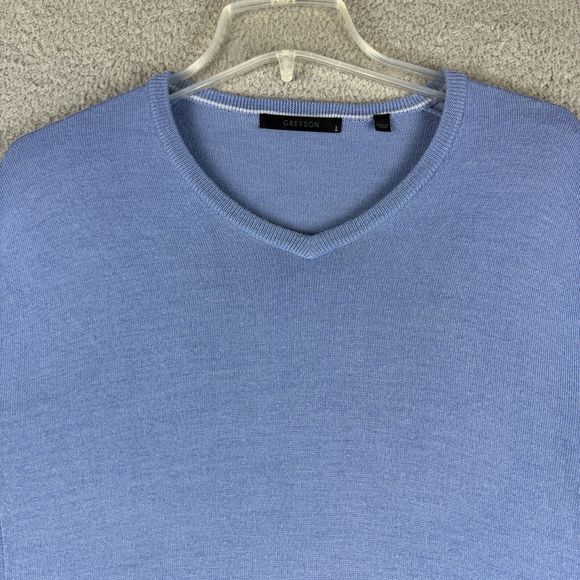 Greyson Other - Greyson V Neck Sweater Mens Large Blue Merino Wool Blend Flawed Minor Piling